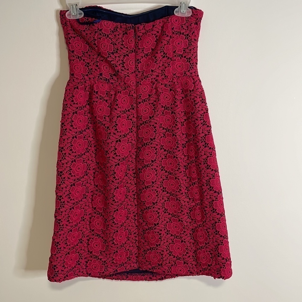 Julie Brown Crochet Dress Strapless SM Pink JB Embroidery Floral Mini Lace Femme - Picture 6 of 16